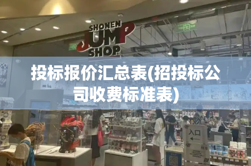 投标报价汇总表(招投标公司收费标准表)